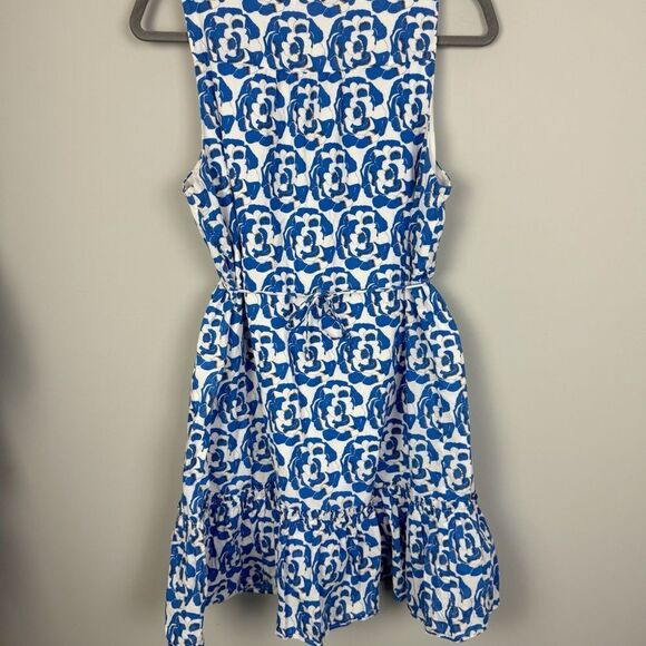 THAKOON COLLECTIVE | Blue/White Printed Mini Dress Ruffle Detail Women’s Size L - Picture 10 of 13